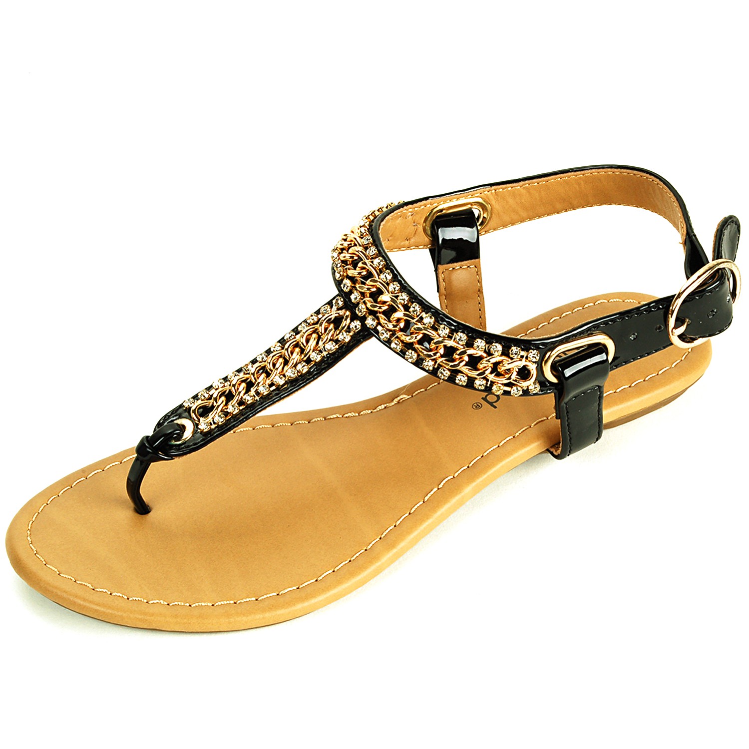 Orshirly Rhinestones Chains Thong Gladiator ladies flat sandals flip flops women latest fashion 
